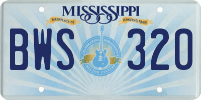 MS license plate BWS320
