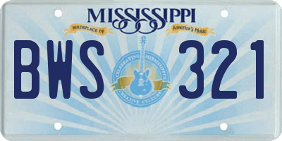 MS license plate BWS321