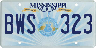 MS license plate BWS323