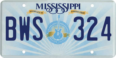 MS license plate BWS324