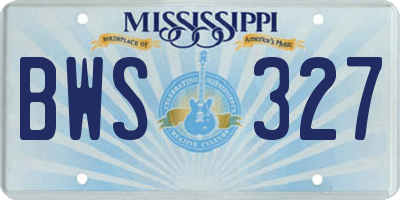 MS license plate BWS327