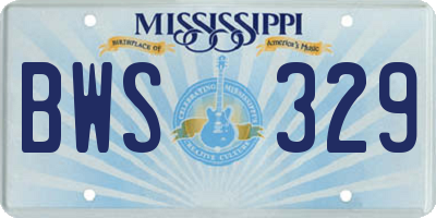 MS license plate BWS329