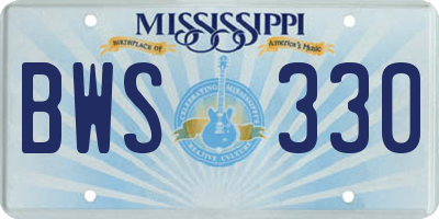 MS license plate BWS330