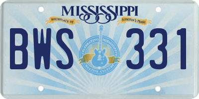 MS license plate BWS331