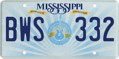 MS license plate BWS332