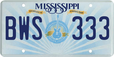 MS license plate BWS333