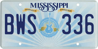 MS license plate BWS336