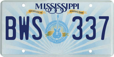 MS license plate BWS337