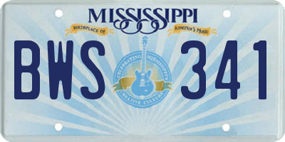 MS license plate BWS341