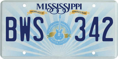 MS license plate BWS342