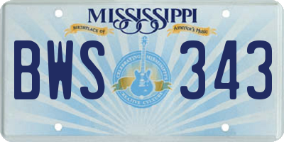 MS license plate BWS343
