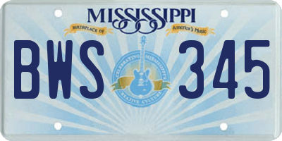 MS license plate BWS345