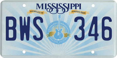 MS license plate BWS346