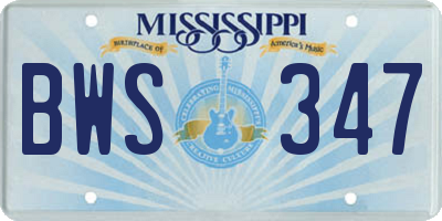 MS license plate BWS347
