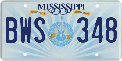 MS license plate BWS348