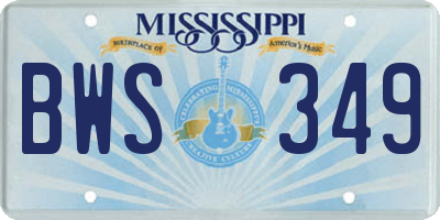 MS license plate BWS349