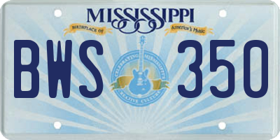 MS license plate BWS350