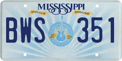 MS license plate BWS351
