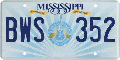 MS license plate BWS352