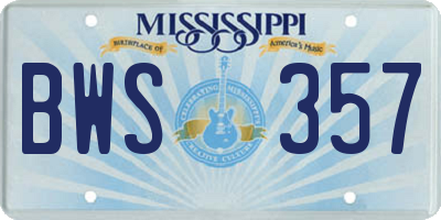 MS license plate BWS357