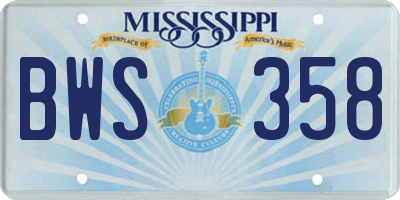 MS license plate BWS358