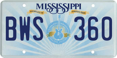 MS license plate BWS360
