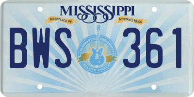 MS license plate BWS361