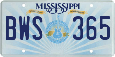 MS license plate BWS365