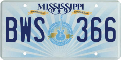 MS license plate BWS366