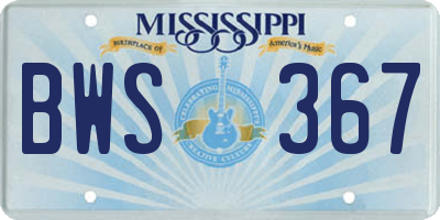 MS license plate BWS367