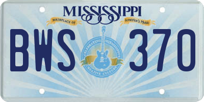 MS license plate BWS370