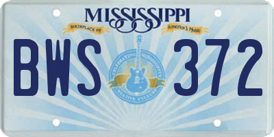 MS license plate BWS372