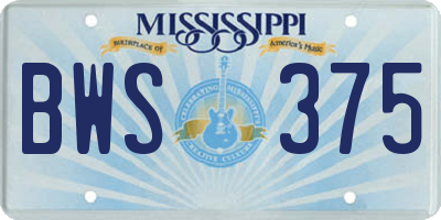 MS license plate BWS375