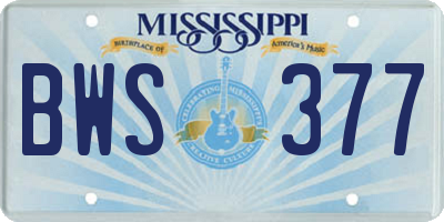 MS license plate BWS377