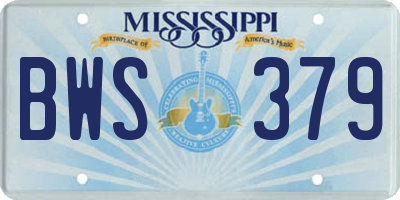 MS license plate BWS379