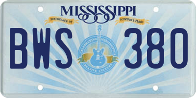 MS license plate BWS380