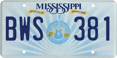 MS license plate BWS381