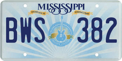 MS license plate BWS382
