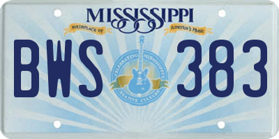 MS license plate BWS383