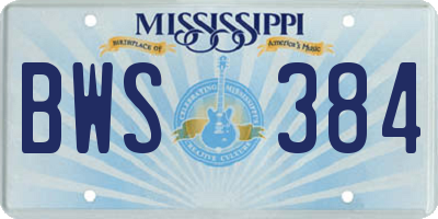 MS license plate BWS384