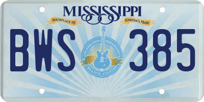 MS license plate BWS385