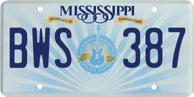 MS license plate BWS387