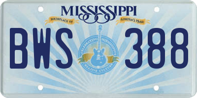 MS license plate BWS388