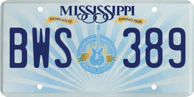 MS license plate BWS389