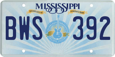 MS license plate BWS392