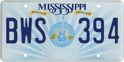 MS license plate BWS394