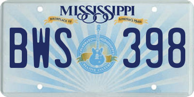 MS license plate BWS398