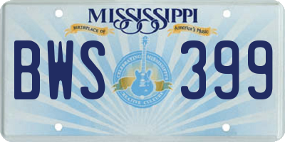 MS license plate BWS399