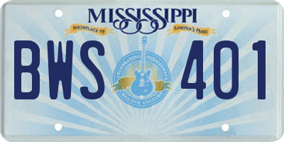 MS license plate BWS401