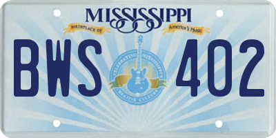 MS license plate BWS402